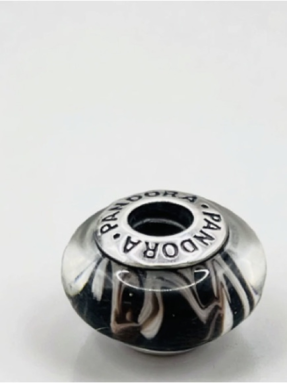Pandora Black & White Swirl Murano Glass Charm